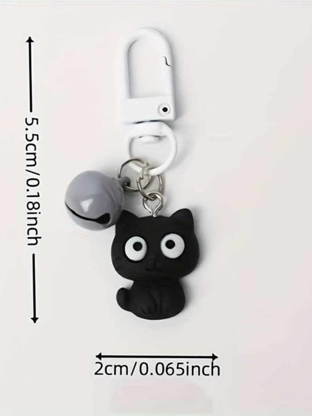 Set of 2 Black & White Cat PVC Keychains with Metal Clasps - Picture 5 of 7